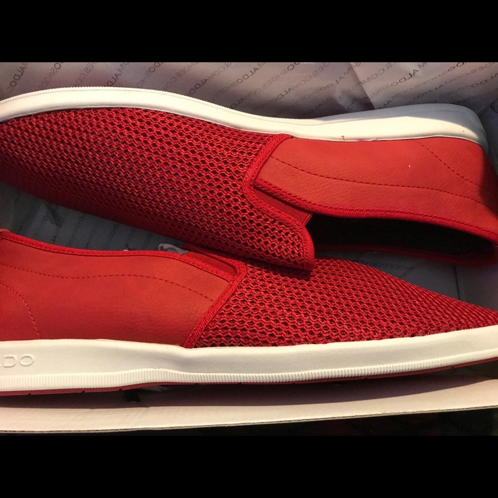 Aldo Red Mesh Slip-On Sneakers